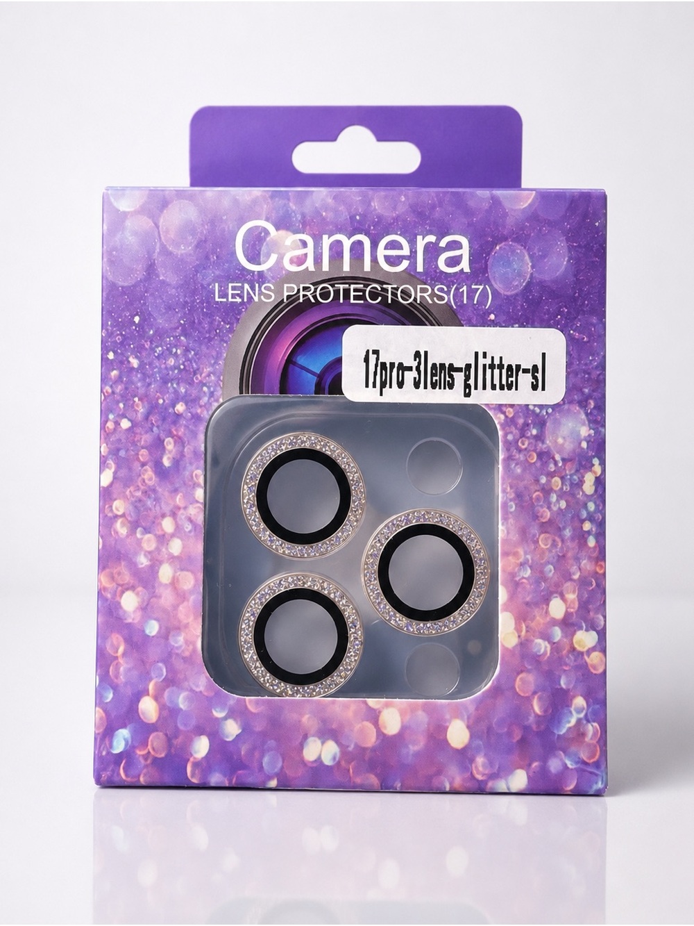 Camera Lens Protectors with Glitter Ring - Purple
